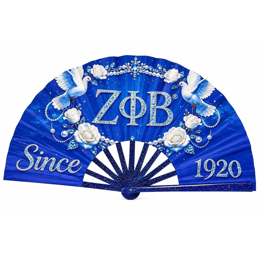 Zeta Phi Beta Clack Fan | Blue White Sorority Folding Fan | Greek Sister Gift